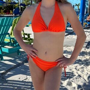 Orange Halter Bikini Set